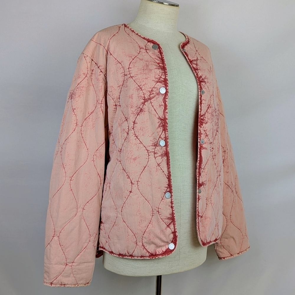 ALLSAINTS Reign Overdyed Onion Quilted Jacket Lightweight Faded Pink Wash 4 NWT - Picture 4 of 16